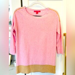 LILLY PULITZER DAYNA SWEATER in RESORT PINK and TAN, Size Small •NWOT•